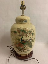 Vintage Handpainted Chinese Motif Large Table Lamp - WORKING! - £28.80 GBP