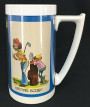 Vintage Thermo Serv Humorous Women&#39;s Golf Themed Insulated Tankard Mug 1976 EUC - £13.44 GBP