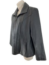 East 5th Womens M Petite Black Genuine Leather Jacket - £38.05 GBP