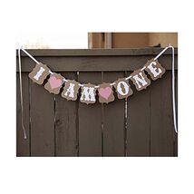 SwirlColor 1st Birthday Party Bunting Banner Baby Girl Pink Decoration  - $13.00