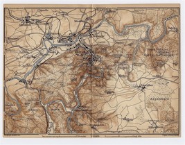 1903 Original Antique Map Vicinity Karlsbad Karlovy Vary Czech Republic Bohemia - £16.84 GBP