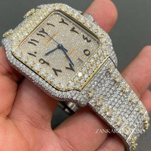 Santos Moissanite Diamond Fully Iced out Diamond Watch Steel Body Automatic Watc - £1,338.99 GBP