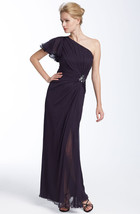 Tadashi Shoji Flutter Sleeve Silk Chiffon Gown Sz 14 Purple Haze - £91.65 GBP