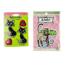 Iron-On Cat Appliques Style-a-bility Black Siamese Cat and Le Bistro Fre... - $247.39 MXN