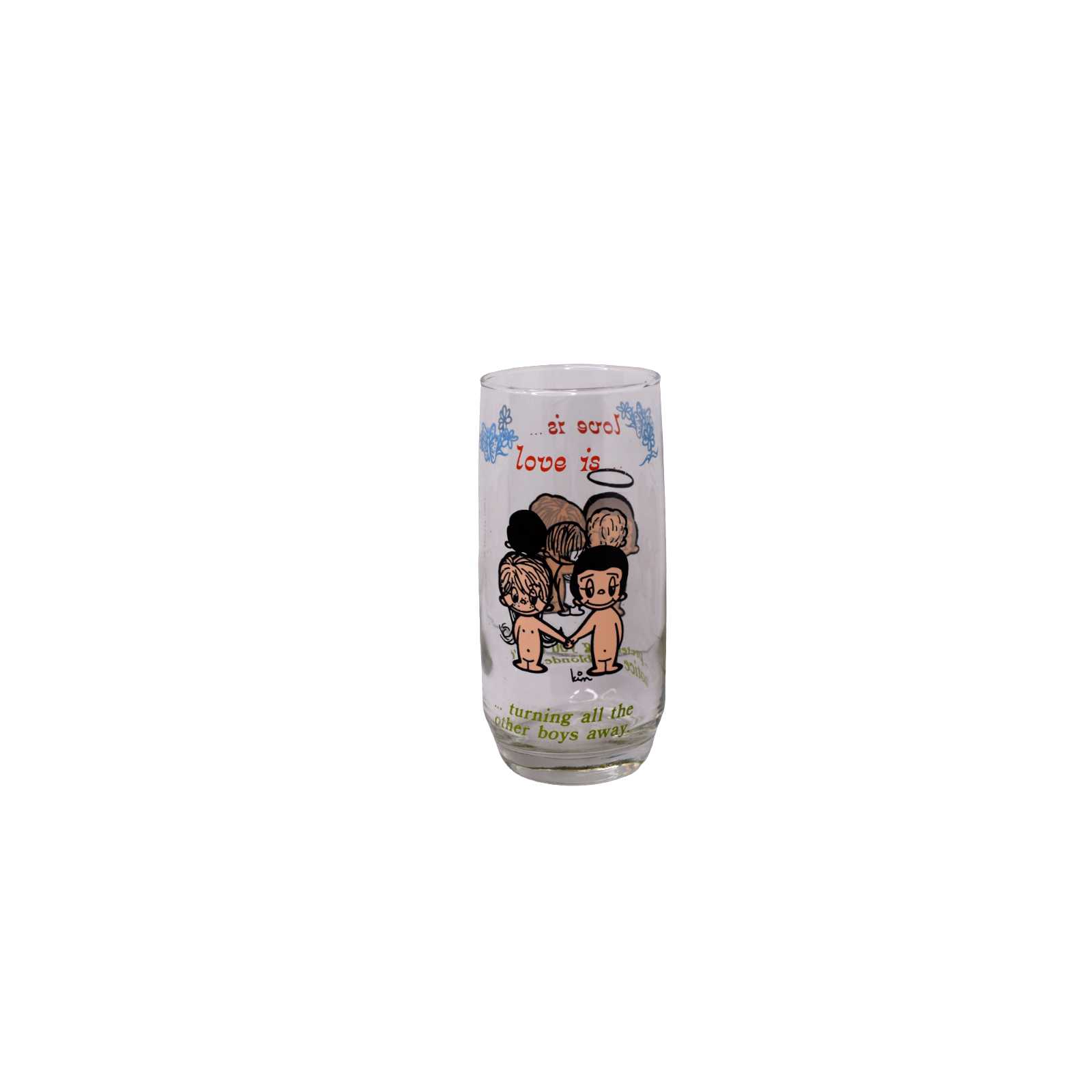 Vintage 1970 Kim Casali Love Is Drinking Glass Tumbler Los Angeles Times - $9.89