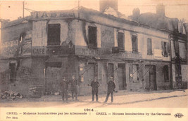 Creil France~Maisons Bombardees Par Allemands~Bombed By Germans Postcard 1914 - £7.55 GBP