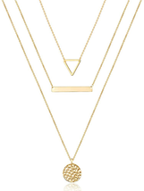 Dainty Layered Choker Necklace, Handmade 14K Gold Plated, Pendant Necklace Multi - £10.09 GBP+