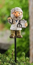 Doctor Gnome Plant Pick Set of 2 Resin 16.9" High with Stethoscope Metal Stake image 2