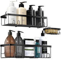 Shower Caddy Organizer  3-Pk Shower Shelves Adhesive  No Drilling Black NEW - £21.65 GBP