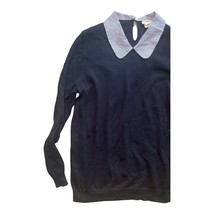 J.Crew Women’s Navy Sweater Striped Collar NWT Small 100% Cotton Pullover image 2