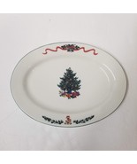 Christmas Platter Ceramic Holiday Christmas Tree Party Oval Serving Tray - $12.87