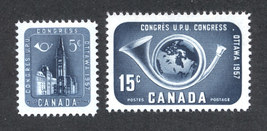 Canada  -  SC#371 + 372 Mint NH  -  5 + 15 cent  UPU Congress  issue  - £0.71 GBP