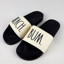 Rae Dunn Slides | BEACH. BUM. | Black &amp; Ivory Size 8 New  - £21.33 GBP