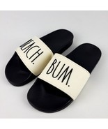 Rae Dunn Slides | BEACH. BUM. | Black &amp; Ivory Size 8 New  - £21.01 GBP