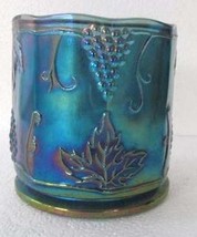 Vintage Indiana Glass Blue/Purple Carnival Iridescent Color Grape & Fruit Design - $42.99