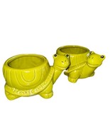 2 Vintage 5&quot; Kitsch Turtle Ceramic Small Planter Boho Succulent Candy Bo... - €34,41 EUR