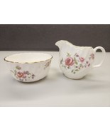 Vintage Floral Adderley Floral Open Sugar Bowl &amp; Creamer Pink Roses - £18.92 GBP