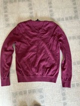 Banana Republic Dark Pink Merino wool V Neck Sweater Size Medium Long Sl... - £23.51 GBP