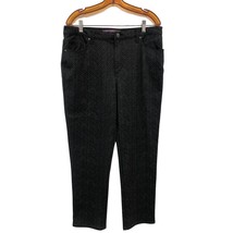 Gloria Vanderbilt Amanda Pants Womens 16 Black Gray Chevron Knit Stretch Jeans - $17.64