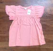 New Crewcuts Pink Ruffle Top Embroidered Eyelet Knit Cotton Short Sleeve... - $14.84