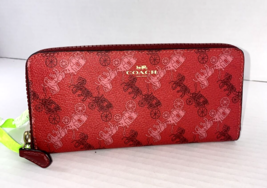 Coach Wallet F87926 Slim Horse &amp; Carriage Accordion Print Bright Red Cherry W2 - £79.04 GBP