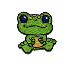 Cute Green Frog Fully Embroidered Iron On Patch  2.25&quot; x 2&quot; - £6.28 GBP