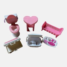 Lot of 6 Barbie Doll Accessories Includes Barbie Logo Picnic Basket Toilet Table - £29.77 GBP