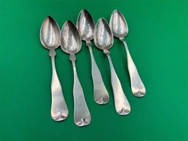 Lot of 5 x COIN Silver Teaspoons JOHN MOOAR (New Hampshire) - £76.99 GBP