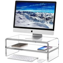 Acrylic Monitor Stand, 2 Tiers Computer Monitor Riser(20X8X5.5 Inch), Mo... - £111.85 GBP
