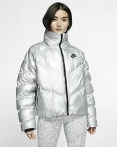 Nike Womens Sportswear Synthetic Fill Shine Jacket Coat Silver Size 2XL NWT - £126.39 GBP