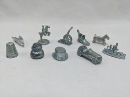 Lot Of (10) Metal Monopoly Player Pieces Dog Boat Shoe Wheel Barrel Thimbel Hat  - £31.41 GBP