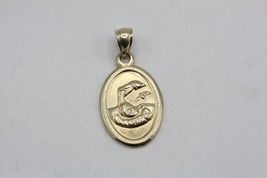 Fine 14K Yellow Gold Baptism Bautizo Oval Charm Pendant Dije Religious 2.5g - £135.74 GBP