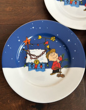 P EAN Uts Zrike Charlie Snoopy Christmas Stars 3 Salad Plates New Blue - £47.25 GBP