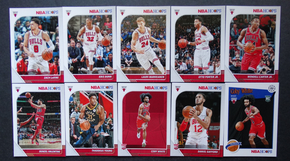 Primary image for 2019-20 Panini NBA Hoops Chicago Bulls Base Team Set 10 Basketball Cards