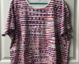 Kim Rogers Short Sleeved Knit Top Womens Plus Size 3X Patriotic Red Whit... - $13.74