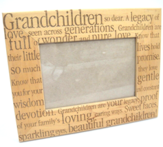 Grandchildren So Dear Wooden Picture Frame Incised Words Holds 4&quot; x 6&quot; Photo - £10.54 GBP