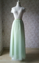 LIGHT GREEN Tulle Maxi Skirt Outfit Wedding Bridesmaid Plus Size Tulle Skirts image 1