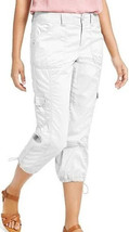 Style &amp; Co Womens Cargo Capri Pants 18 Midrise Relaxed Fit White DISPLAY A+ - $39.11