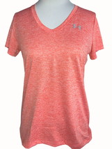Under Armour solid coral vneck short sleeve heat gear tee top ladies Small - £18.09 GBP