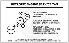 1995 LT1 5.7L Corvette Retrofit Engine Service Tag Belt Routing Diagram ... - $14.95