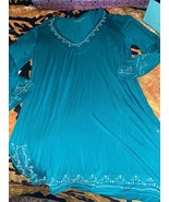 SOFT SURROUNDINDS Cute Turquoise Beaded Pearl Blouse Size M - £10.98 GBP