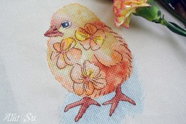 Baby Chick cross stitch floral pattern pdf - Little chicken embroidery s... - $11.69