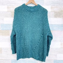 American Eagle Loose Ribbed Knit Oversized Sweater Green Soft Womens Medium - $29.69