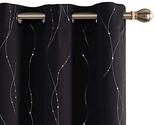 Deconovo Blackout Curtains and Drapes for Bedroom ~ Black &amp; Silver Dotte... - £22.87 GBP