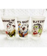 Vintage Federal Glass Frosted Tumbler Caricature Gambling Poker Glasses-... - €25,54 EUR