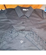 NEW Womens Denim &amp; Co. Short Sleeve top Black, size 3X lattice sleeves - £15.41 GBP