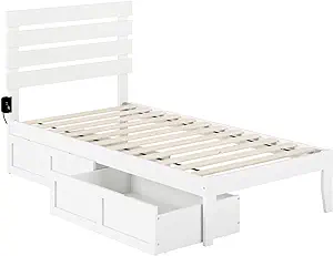 AFI Oxford Twin Bed with USB Turbo Charger and 2 Drawers in White - $554.99