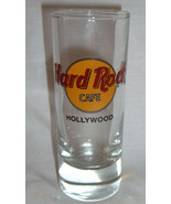 Hard Rock Cafe Hollywood Shotglass 4&quot; Tall 2 oz Classic Style Black Letters - £8.03 GBP