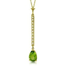 1.8 Carat 14K Solid Yellow Gold Dream Natural Peridot Diamond Necklace 14&quot;-24&quot; - £318.24 GBP