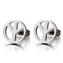 Unisex Anti-war Peace Sign Stud Earrings for Man and Women, Stainless Steel, 2pc - £27.29 GBP